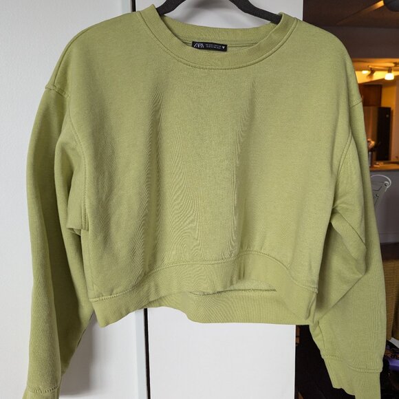 Zara Light Green Cropped Sweater - Picture 3 of 5